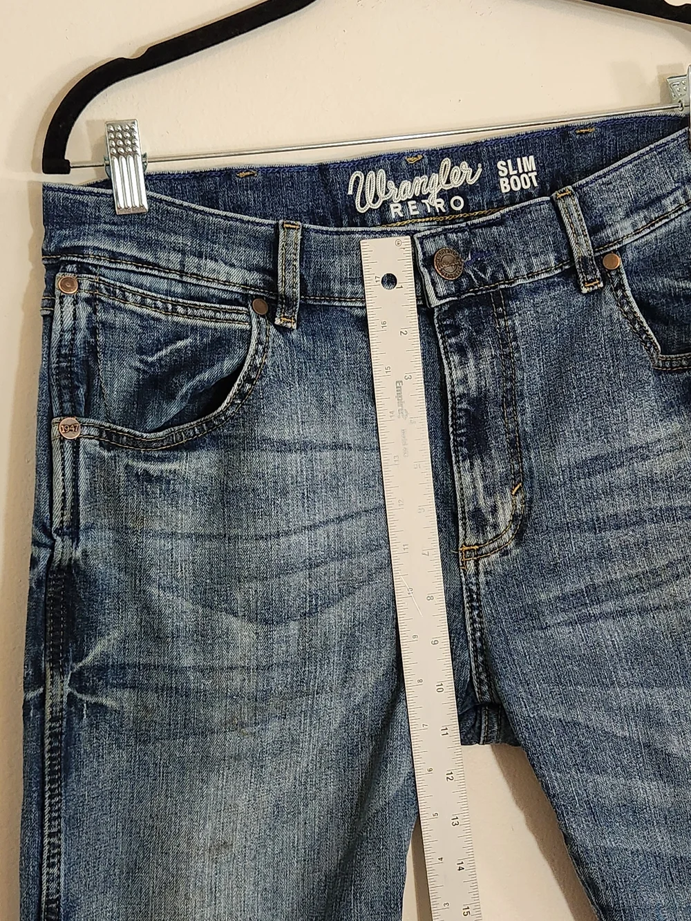 Wrangler Retro Mens Slim Bootcut Jeans Medium Wash Size 33 x 32